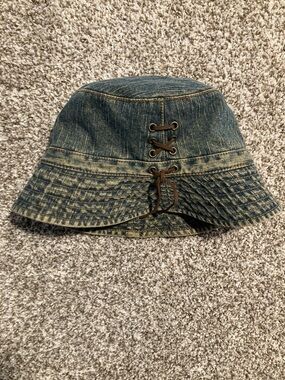Vintage Denim Lace-Up Bucket Hat - Blue (Item No. B32)